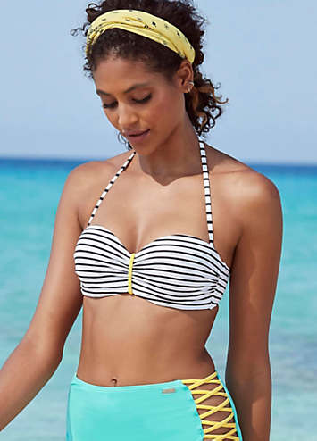 Venice Beach Striped Underwired Bandeau Bikini Top LASCANA