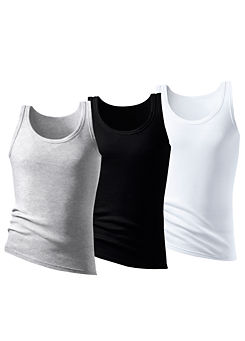 H.I.S Pack of 3 Double Rib Vests
