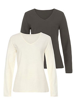 LASCANA Pack of 2 Long Sleeve Tops
