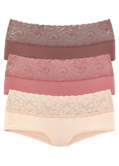 Vivance Pack of 3 Floral Wide Lace Waistband Shorts