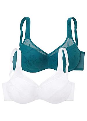 Petite Fleur 2 bra white/turquoise size 32aa, Whie/Turquoise : :  Fashion