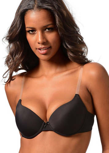 DEEP CLEAVAGE CLEAR BACK INVISIBLE STRAPS FRONT CLOSE PUSH UP BRA 32-38 A B  C