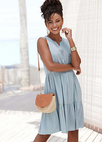 sachin and babi light blue dress Women Summer Dress Casual Dresses Women 2025 Dress Women Trendy Sleeveless  Dress Summer Dresses for Women Print Sleeveless Round Neck Dress Casual  Long Dresses main image 1