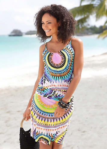 beach time dresses beachtime Multi Print Dress m-button-shirts flattering silhouettes Size:39.5EU Ella Velvet One Shoulder