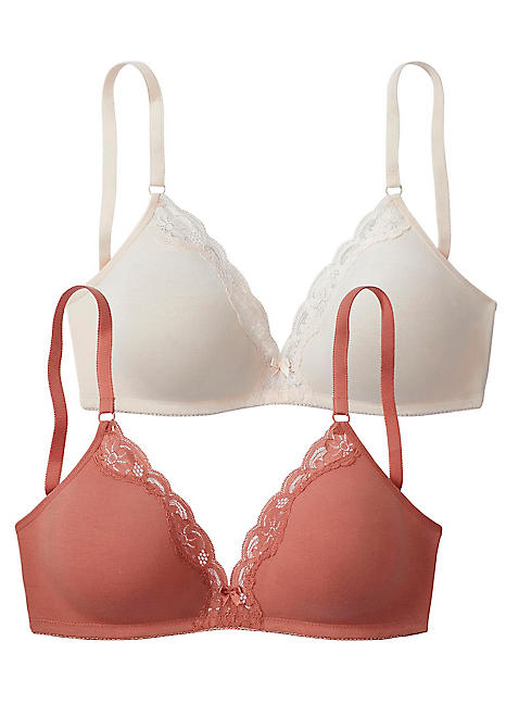 Petite Fleur Pack of 2 Non-Wired Lace Trim Bras