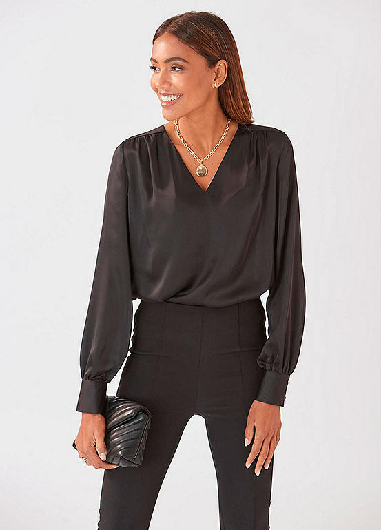 LASCANA V-Neck Satin Blouse | LASCANA