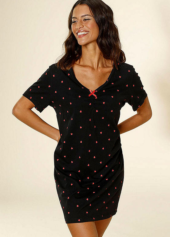 Vivance Dreams Heart Print Nightgown LASCANA