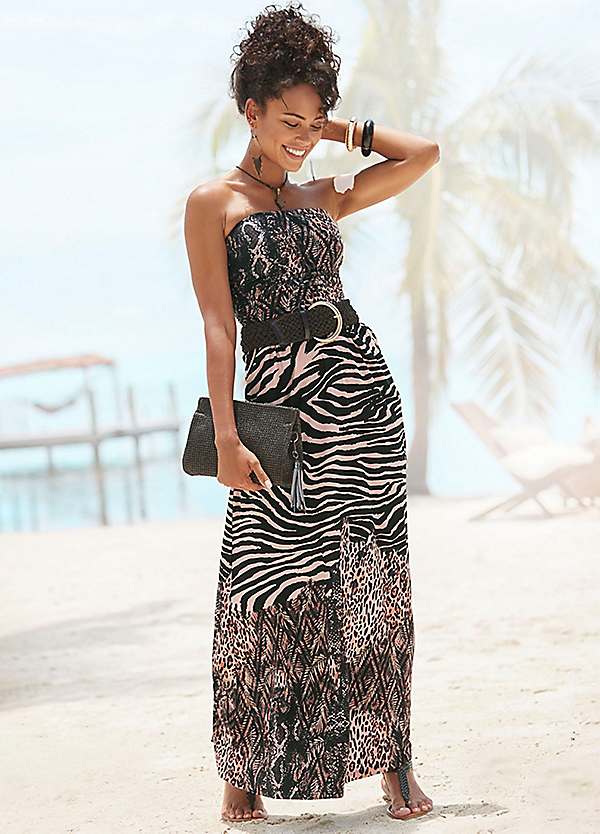 LASCANA Animal Print Bandeau Maxi Dress | LASCANA