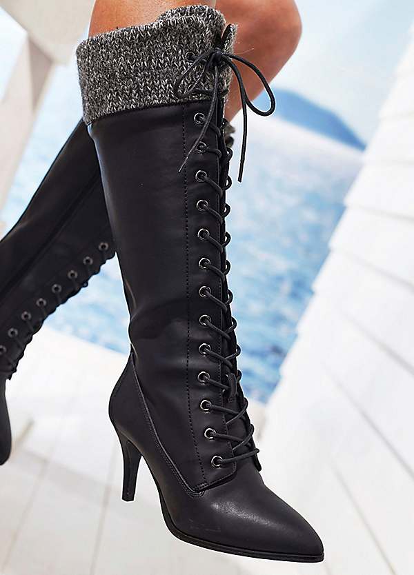 LASCANA Lace-Up Heeled Boots LASCANA