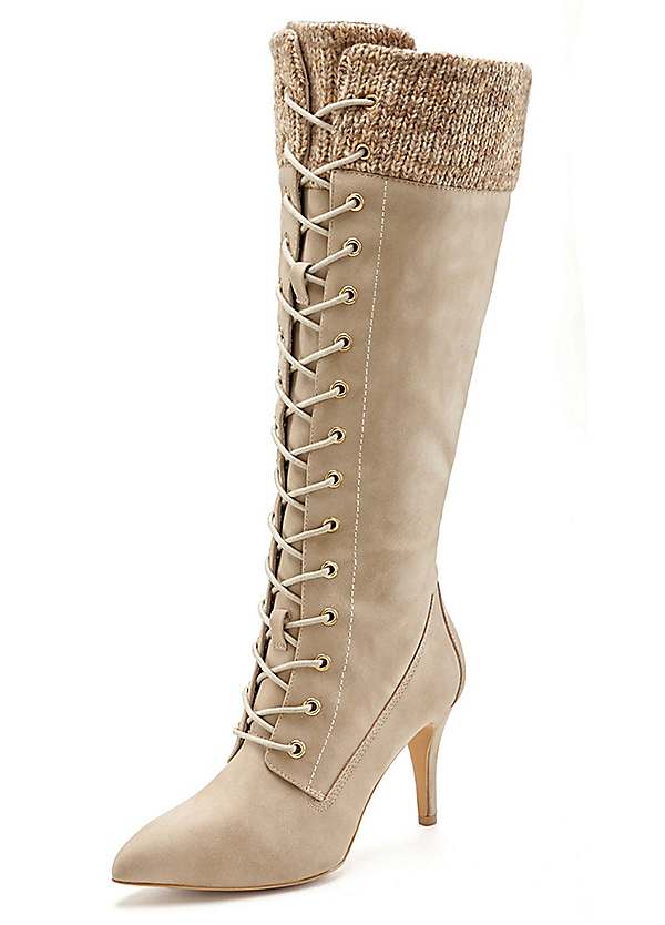 LASCANA Stiletto Heel Knee High Winter Boots LASCANA