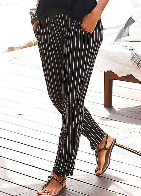 Striped beach trousers on sale