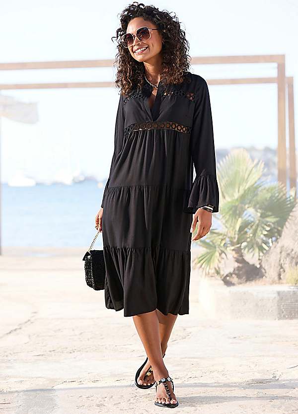 LASCANA Tiered Midi Dress | LASCANA LASCANA Tiered Midi Dress | LASCANA